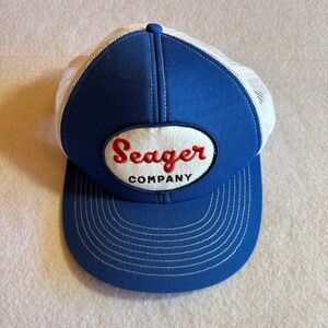 Seager Co. Trucker Hat Cap Blue White Mesh Adjustable Baseball‎